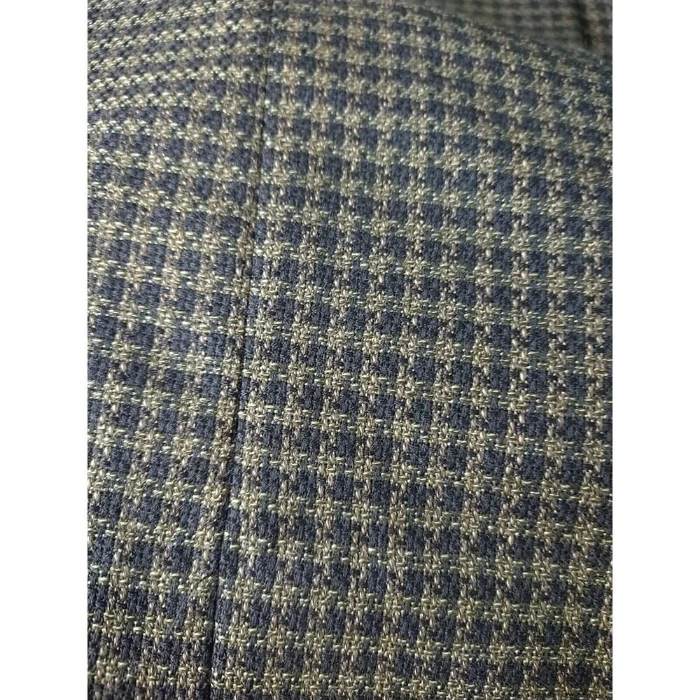 Miltons Vintage Three Button Collared Pocket Brown Gingham Suit Jacket Size 42S